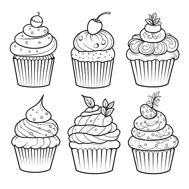 páginas de coloração de cupcakes