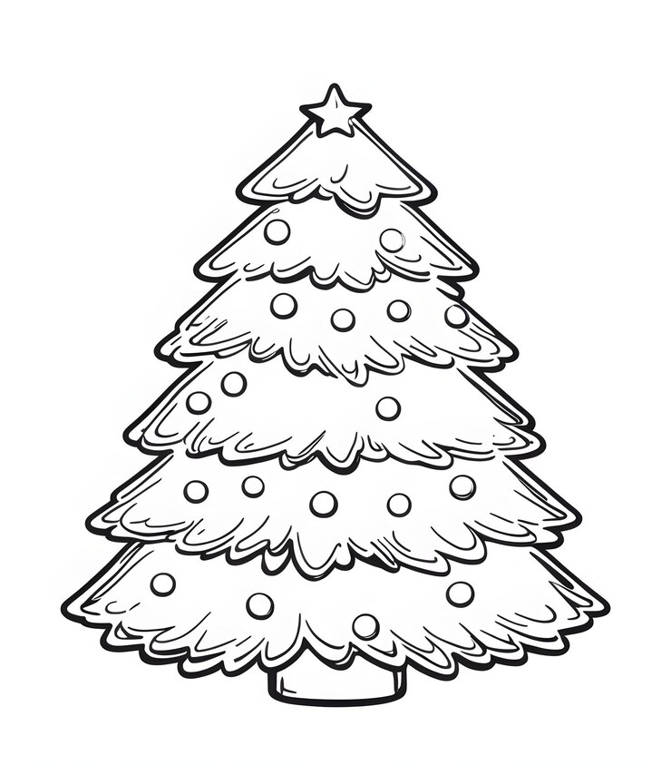 Foto páginas de colorir desenhos animados de christmastree para crianças