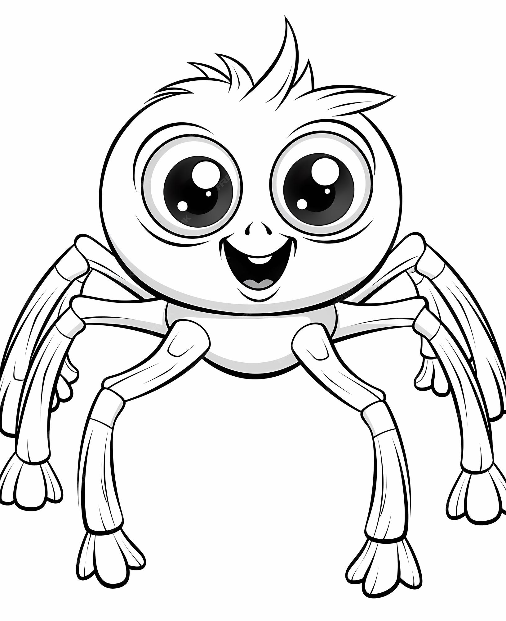 Boo halloween para colorir com uma aranha fofa pendurada em uma