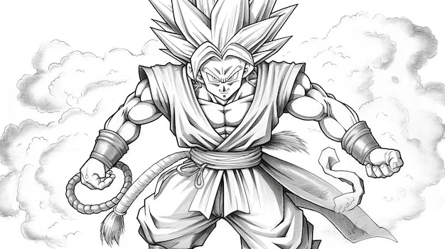 Desenho Goku SSJ - versão preto e branco