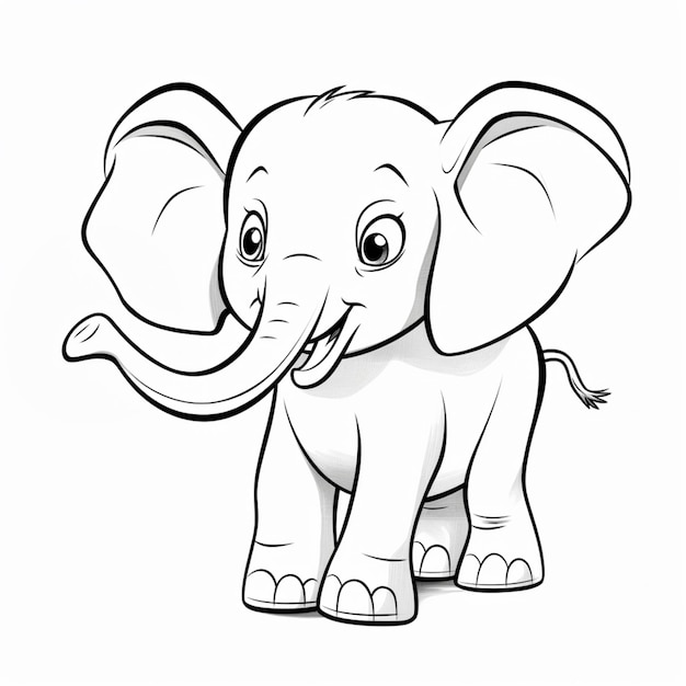 páginas para colorir de elefantes para crianças IA generativa