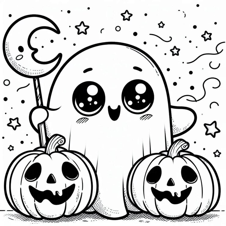 Foto páginas para colorir de halloween para crianças geradas por ai