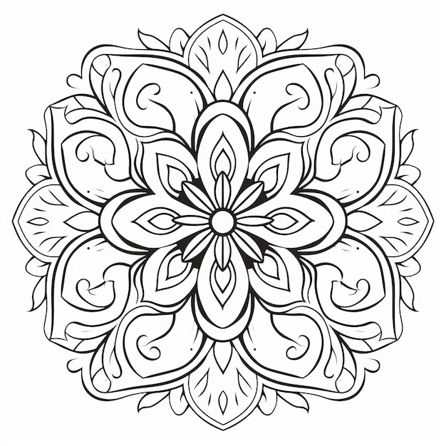 Foto páginas para colorir de mandala com flores e folhas para adultos