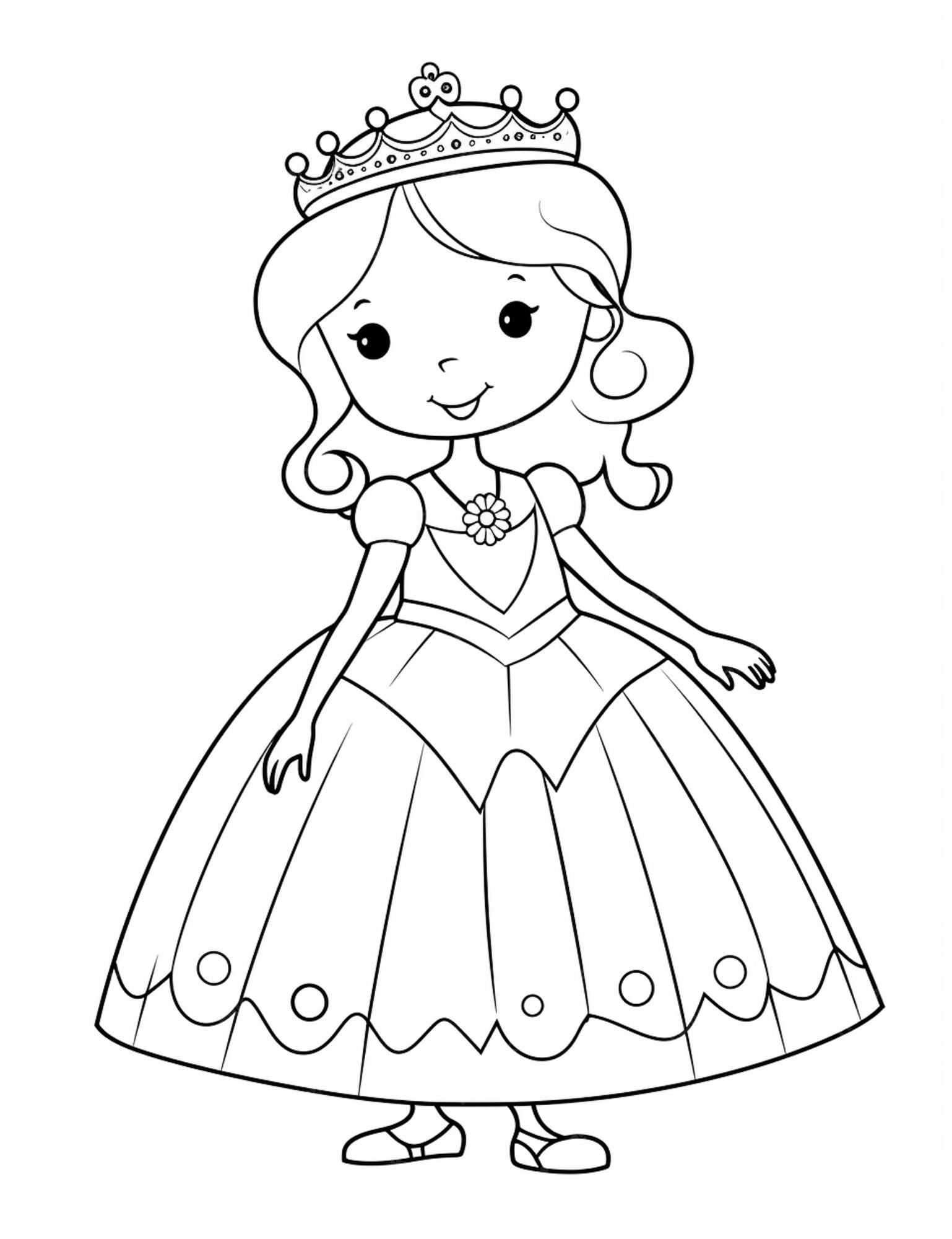 Página para colorir com princesa ilustração ai generativexa