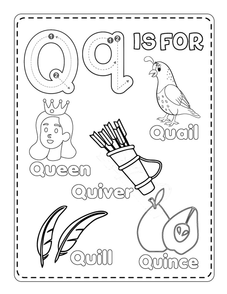 Foto páginas para colorir do cute printable alphabet q