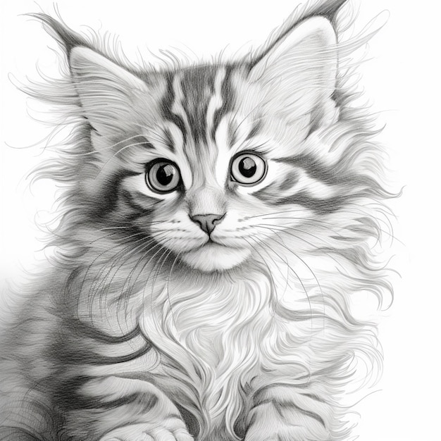 Páginas para colorir gato bebê imagem impressionante realista arte gerada por IA