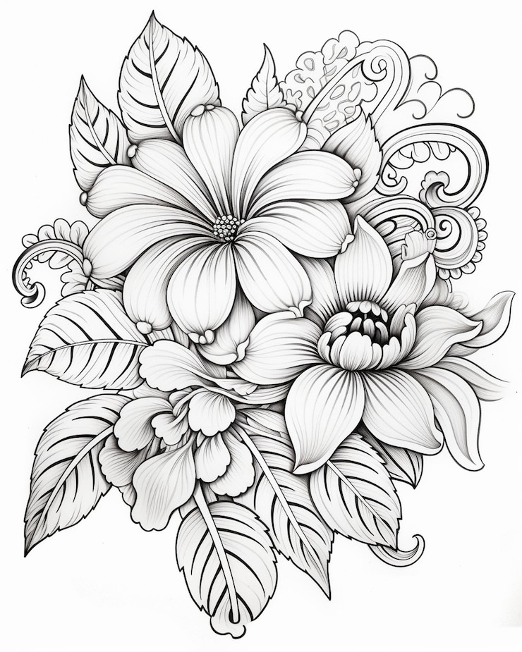 Foto páginas para colorir intrincadas com desenho floral