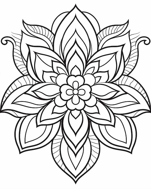 Páginas para colorir Mandala em estilo de linha elegante