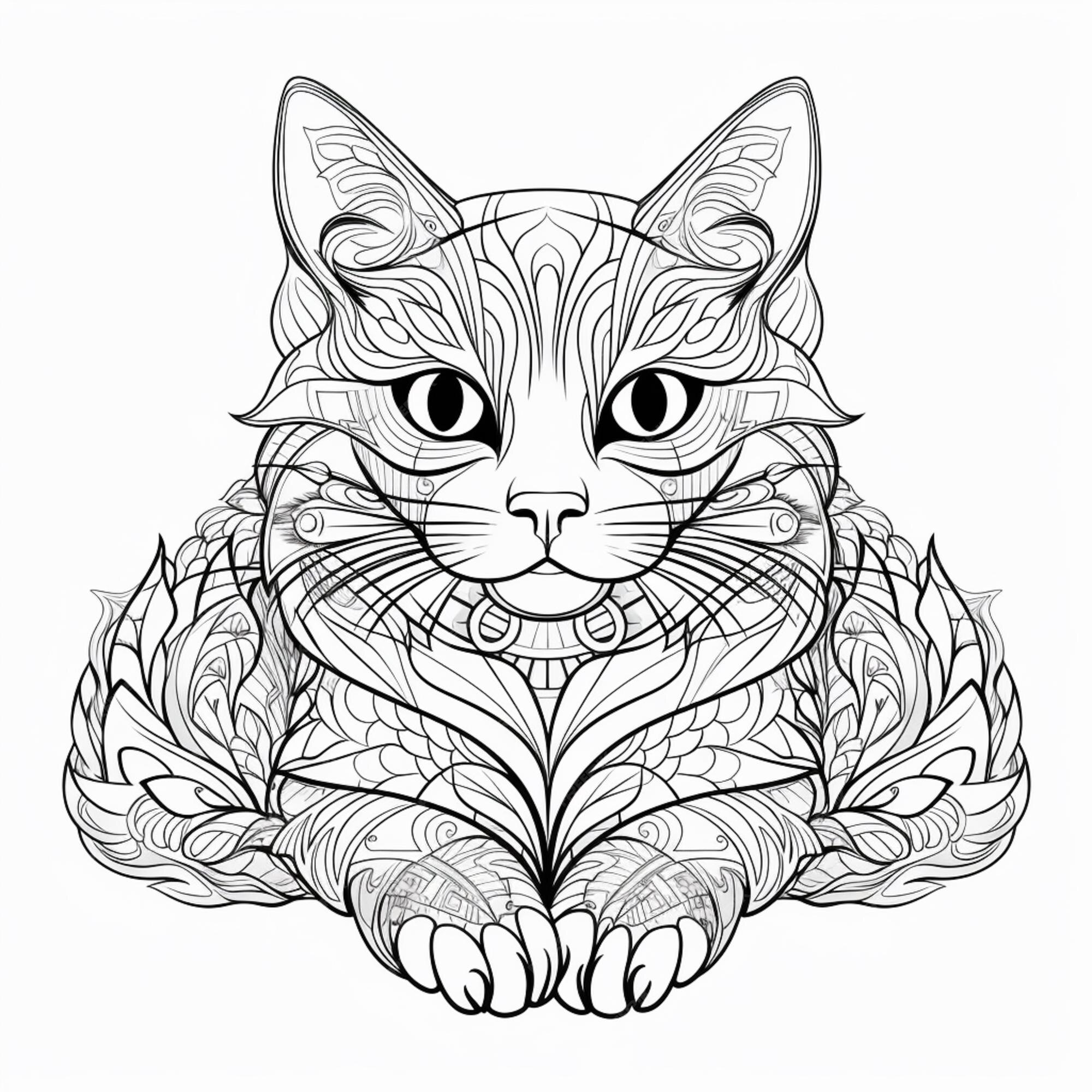 Desenho Para Colorir cabeça de gato - Imagens Grátis Para Imprimir - img  18116