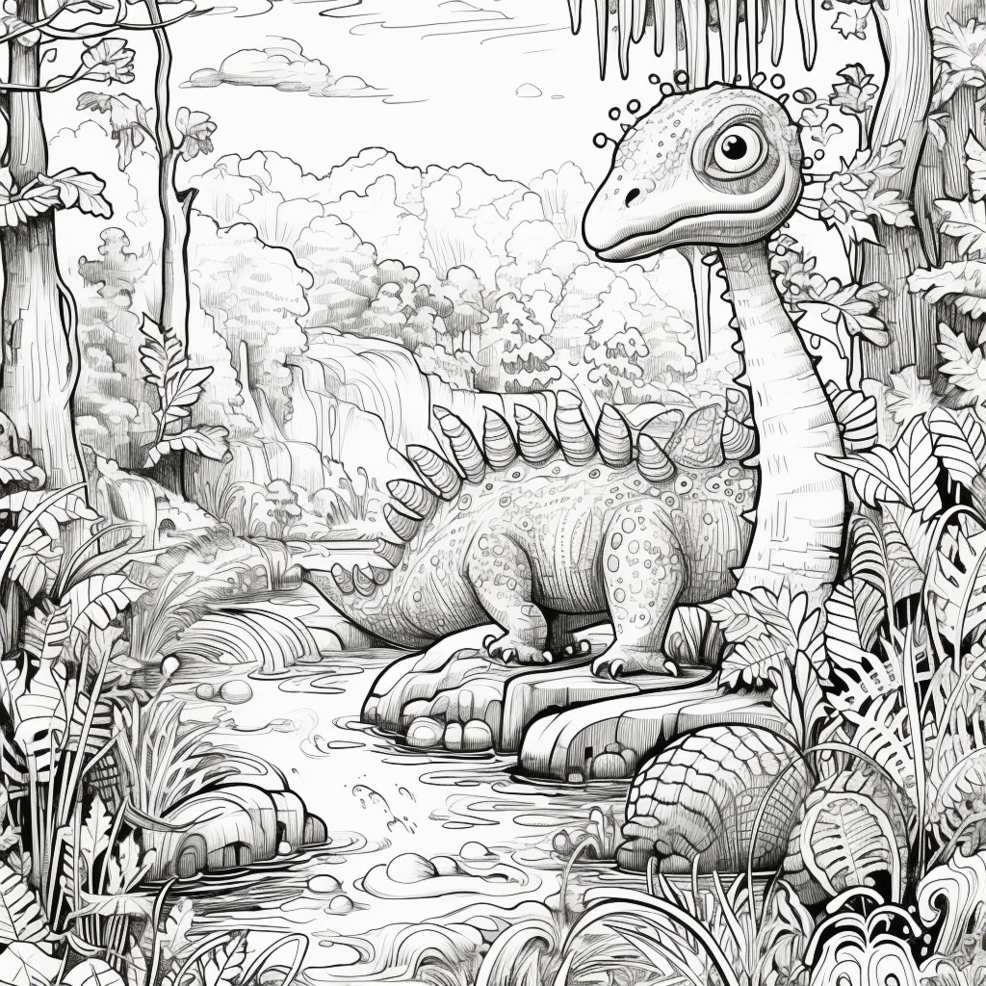 Luta de dinossauros - Dinossauros - Coloring Pages for Adults