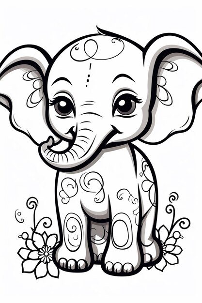 páginas para colorir para crianças elefantes páginas para colorir para crianças IA generativa