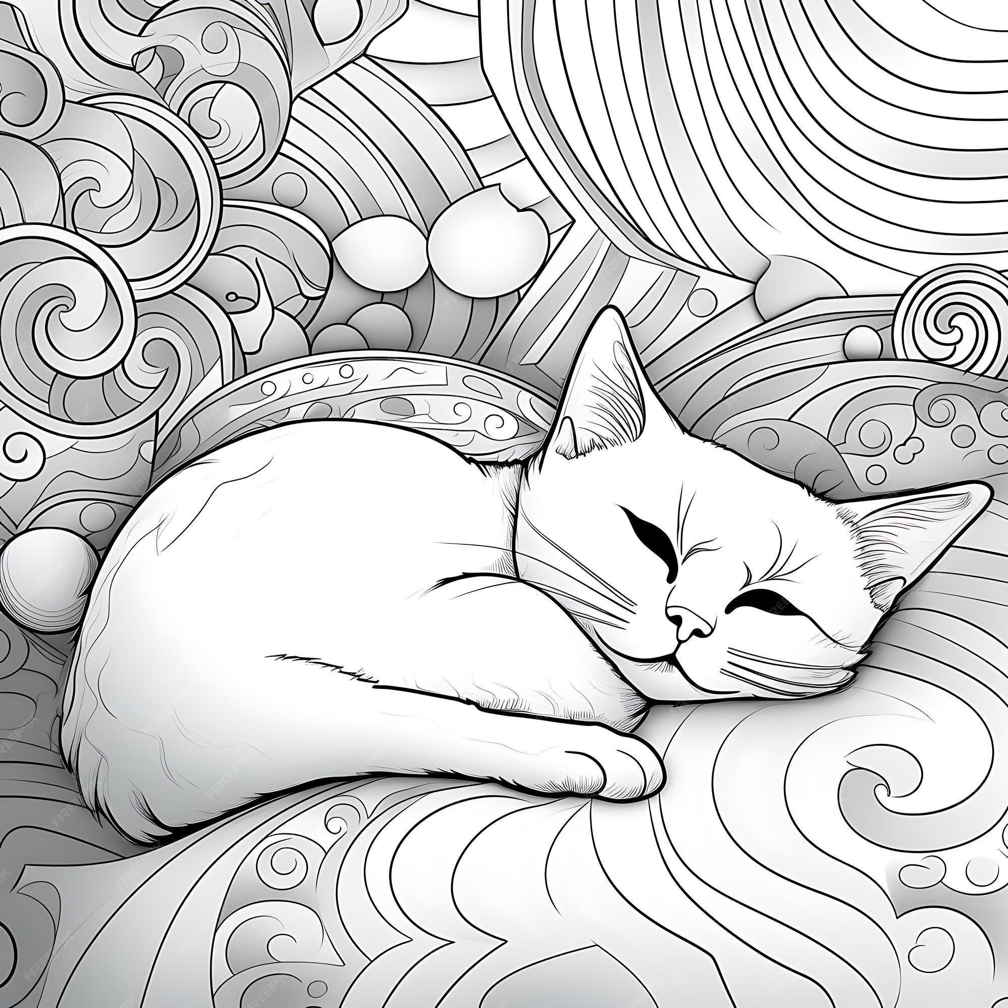 Desenhos simples para crianças para colorir de Gatos - Gatos - Coloring  Pages for Adults