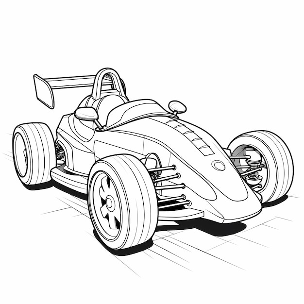 Foto páginas para colorir para crianças ir carros de kart estilo de desenho animado linha estilo de arte linhas grossas