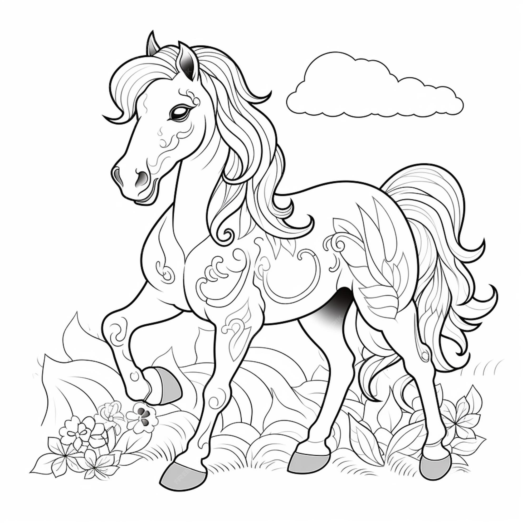 As melhores páginas para colorir cavalos para crianças - GBcolouring