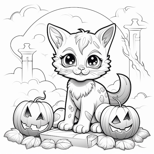 Desenhos de Gatos de Halloween Para Colorir - Cool2bKids