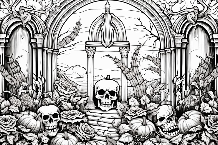 Foto páginas para colorir para halloween imagens de fundo