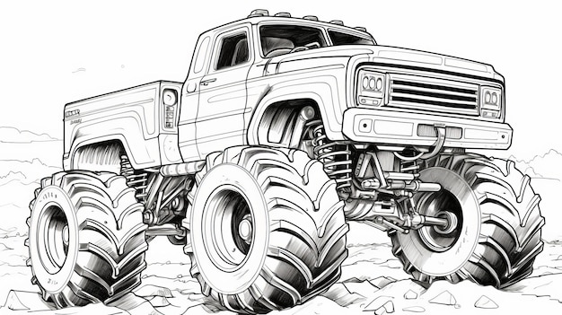 Desenho para colorir Monster Truck · Creative Fabrica