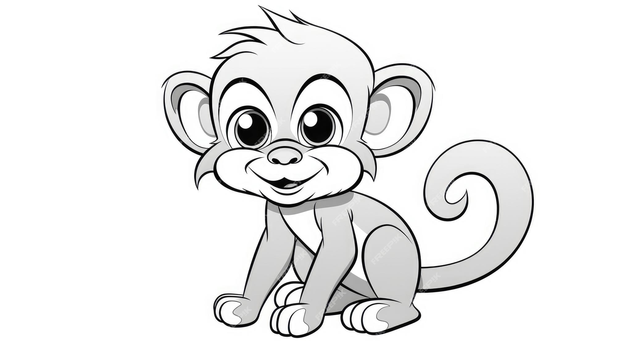 Desenho para colorir macaco · Creative Fabrica