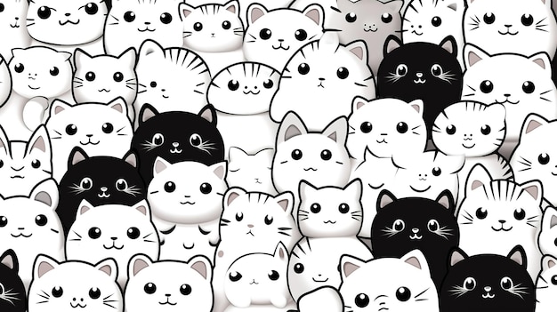 Páginas para colorir sobre o tema Kawaii fofo anime coelho antiestresse desenho preto e branco