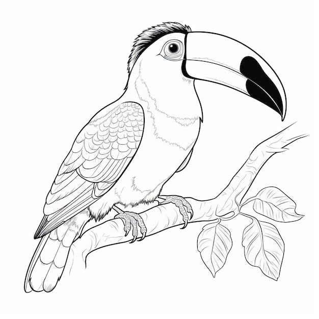 Páginas para colorir Tucan Ilustração vetorial para livro de colorir para crianças