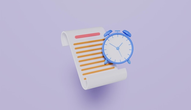 pago de compras en línea compras a la caja recordatorio recibo con despertador renderizado en 3D
