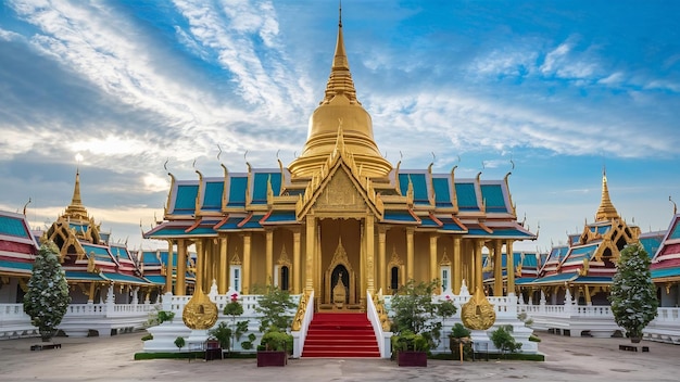 Pagoda de ouro bela arquitetura em wat phrathat doi suthep