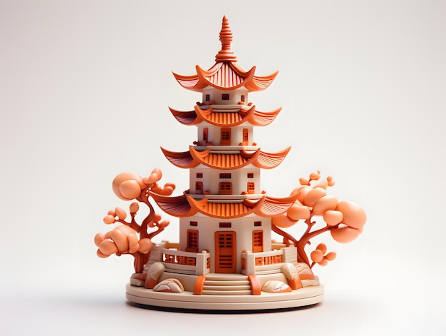 Pagoda em miniatura de madeira Edifícios sagrados do budismo
