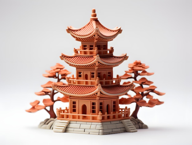 Pagoda em miniatura de madeira Edifícios sagrados do budismo