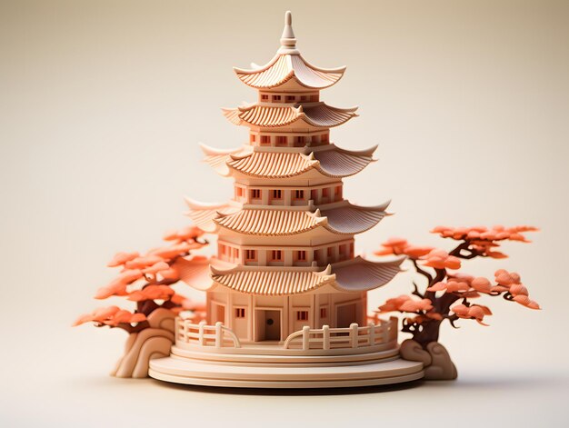 Pagoda em miniatura de madeira Edifícios sagrados do budismo