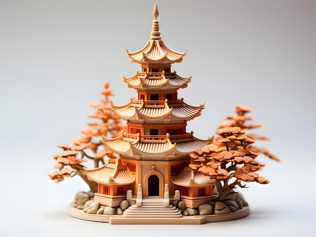 Pagoda de madera en miniatura Edificios sagrados del budismo