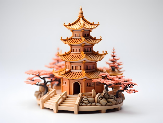 Pagoda de madera en miniatura Edificios sagrados del budismo