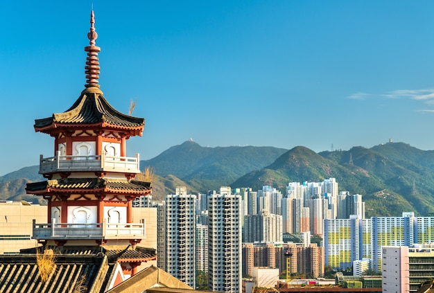 Pagoda en Po Fook Hill Columbario en Hong Kong, China