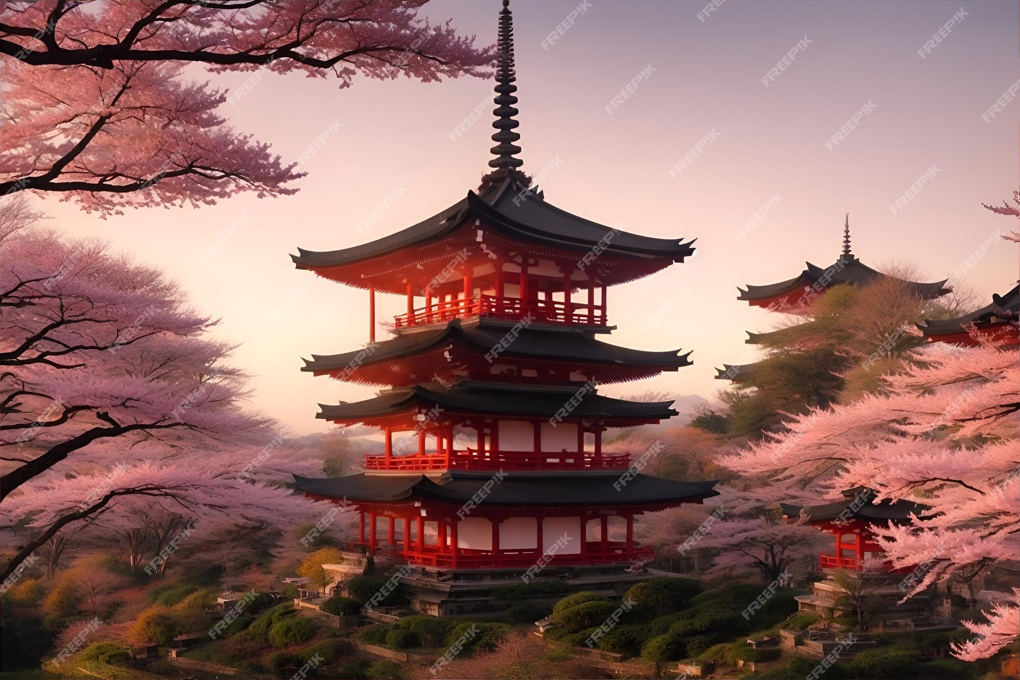 Baixe Lindo Templo Japonês Cercado pela Natureza PNG - Creative Fabrica