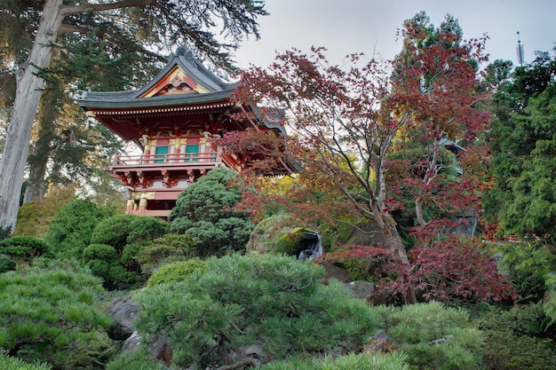Foto pagode no jardim japonês