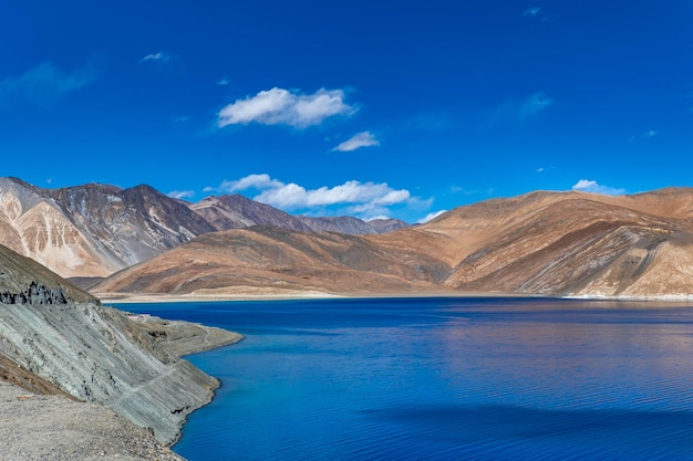 Foto pagong tso o lago pagong situado en la frontera con la india y china leh ladakh india