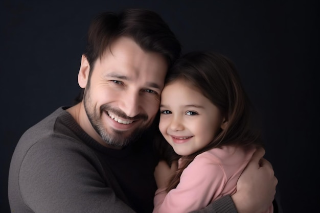 Pai abraçando sua filha no dia dos pais feito com generative ai