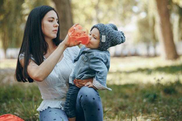 Pai, ao ar livre, junto, família, amor