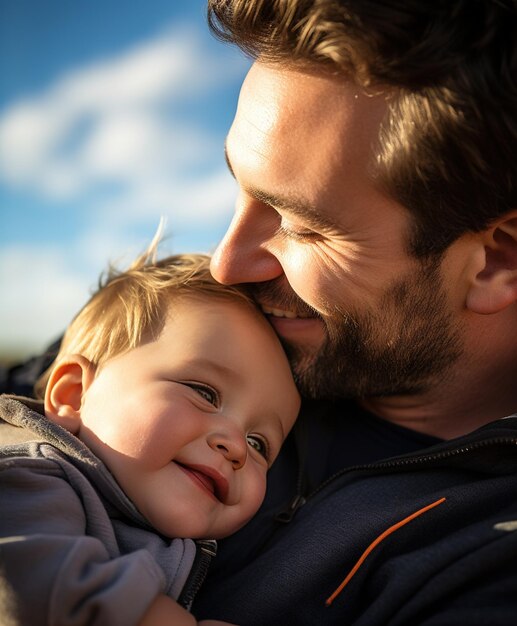 Pai com seu bebê ao ar livre