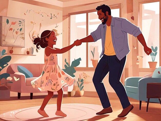 Foto pai dançando com sua filha