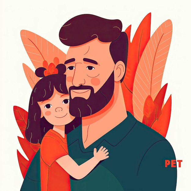 pai e filha ilustração plana