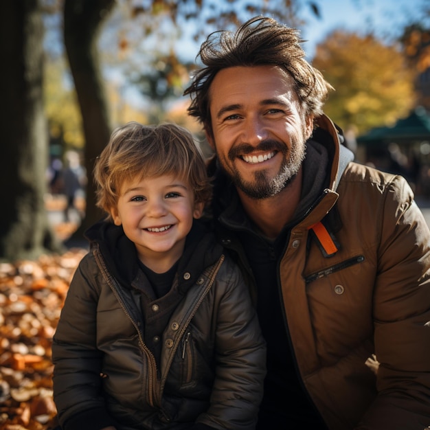 pai e filho no parque feliz jogando