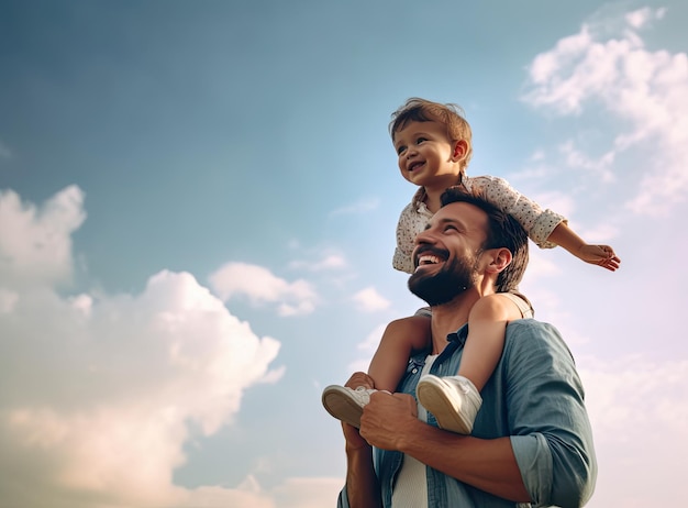 Pai e filho se divertindo na natureza