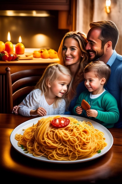 Pai e filhos no dia dos pais comemorando o cartão feliz do dia dos pais generativo ai