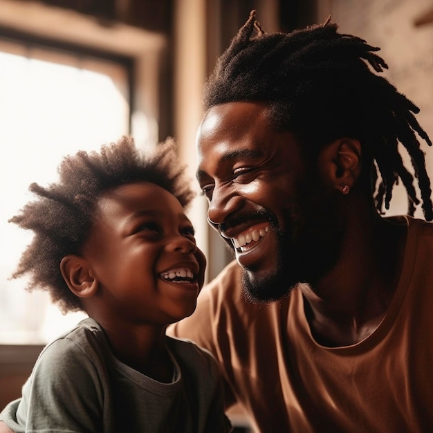 Foto pai e hijo felices juntos