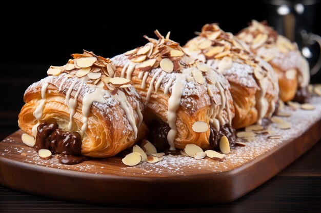 Pain au Chocolat con relleno de chocolate oscuro Trato de la mañana indulgente