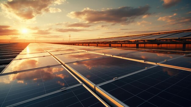 Painéis solares contra o céu Energia solar natural renovável