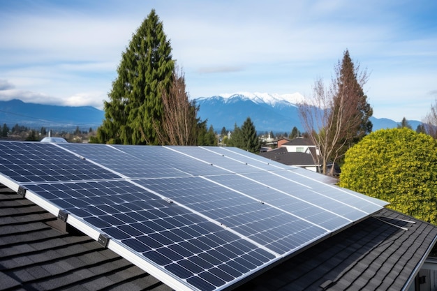 Painéis solares em um telhado