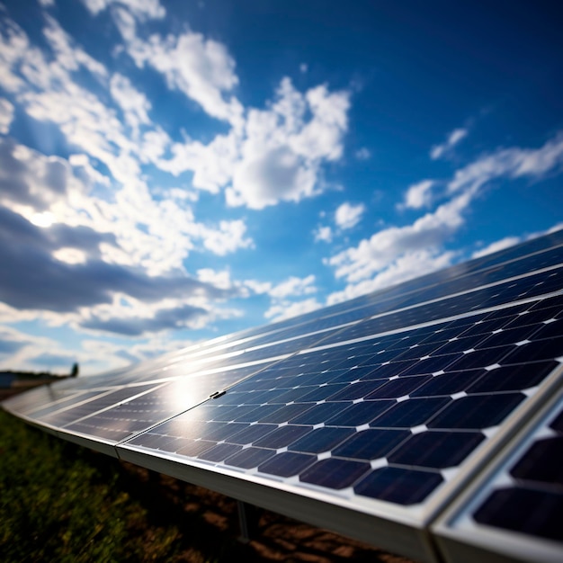 Painéis solares instalados em prados para produzir eletricidade verde