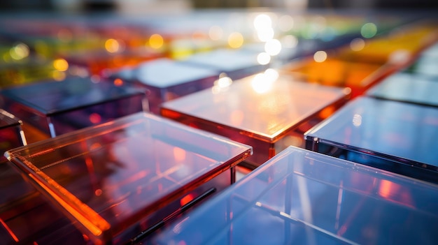 Painéis solares transparentes tecnologia de energia avançada design inovador fotovoltaicos invisíveis geração de energia futurista Criado com tecnologia de IA generativa