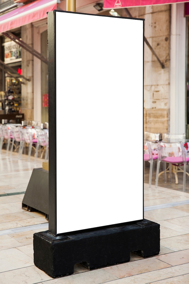 Foto painel branco na rua comercial
